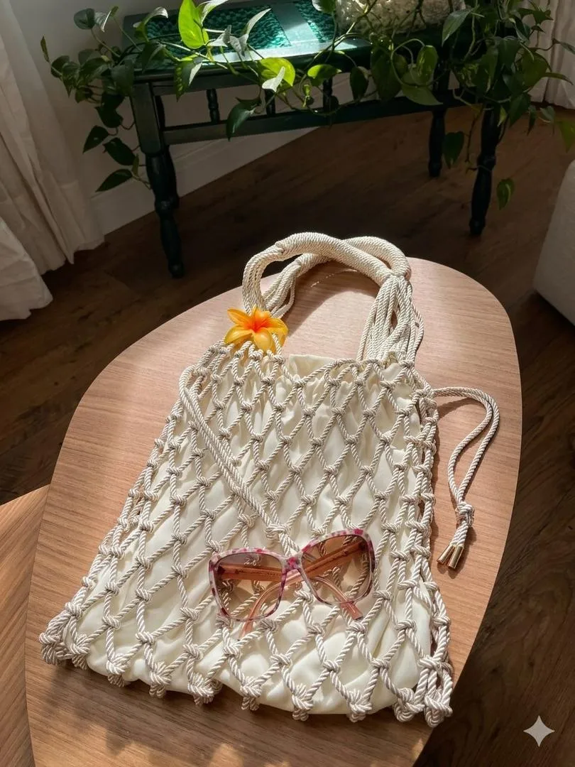 Bolsa Candi em macramê com cordão São Francisco